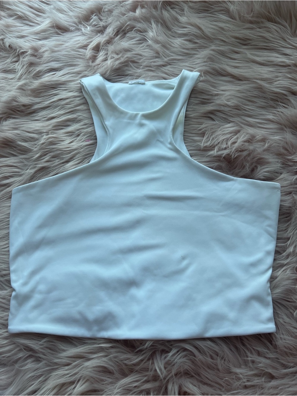 Garage White Racerback Crop Tank Large